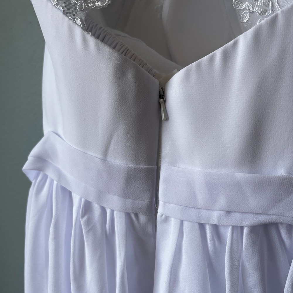 White Wedding Dress Chiffon A-Line Bodice - Picture 11 of 12